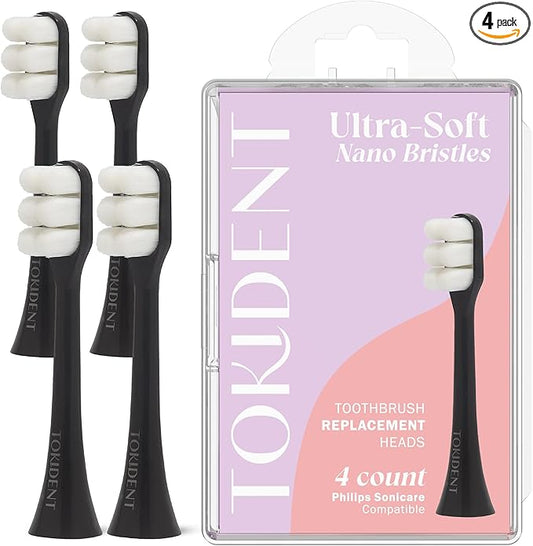 Replacement Brush Heads for Philips Sonicare Electric Brush - Ultra Soft Toothbrush Heads for Sensitive Teeth & Gums - Replacement Head with 10,000 Wave Cut Nano Bristles - 4 Pack - Panda