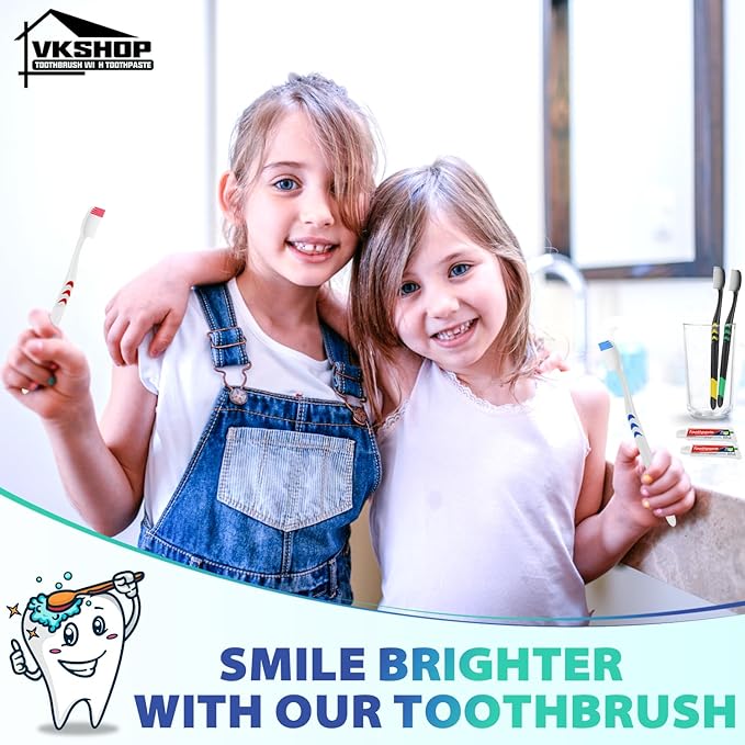 24 Pack Disposable Toothbrush with Toothpaste, Individually Wrapped Travel Toothbrush Kits, Soft Bristles for Travel, Hotels, Camping, Donations, Dental Care (White)