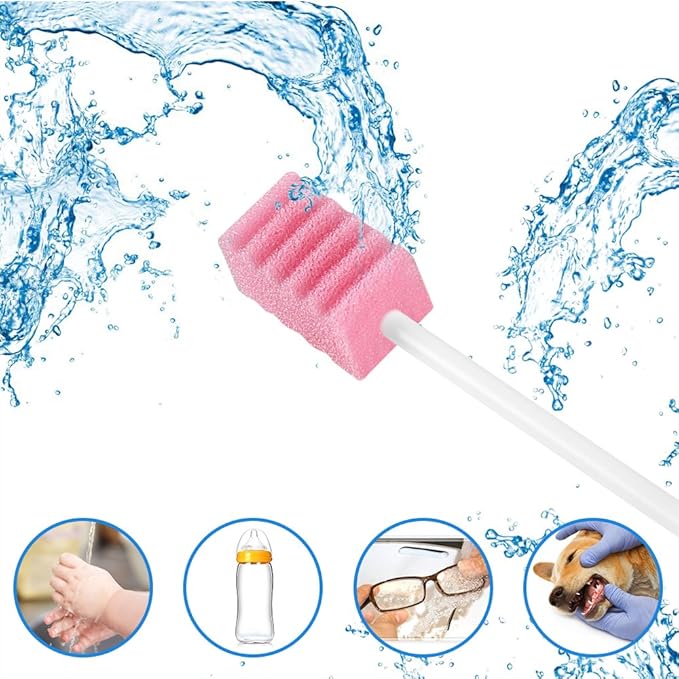 (50 Pack) Disposable Oral Swabs, Sterile Dental Sponge Swabsticks Unflavored for Mouth or Gum Cleaning