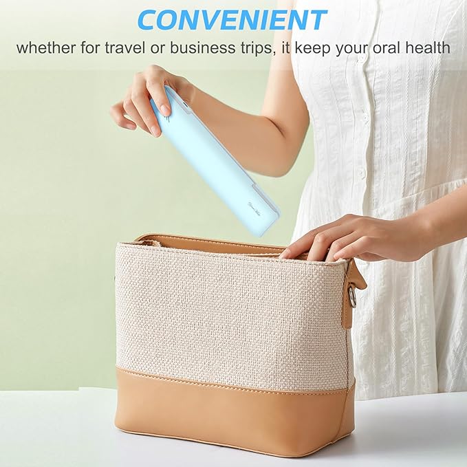 YourMate UVC Toothbrush Case Travel Toothbrush Covers Case for Houshold and Traveling Power by AA Battery or USB-C Blue