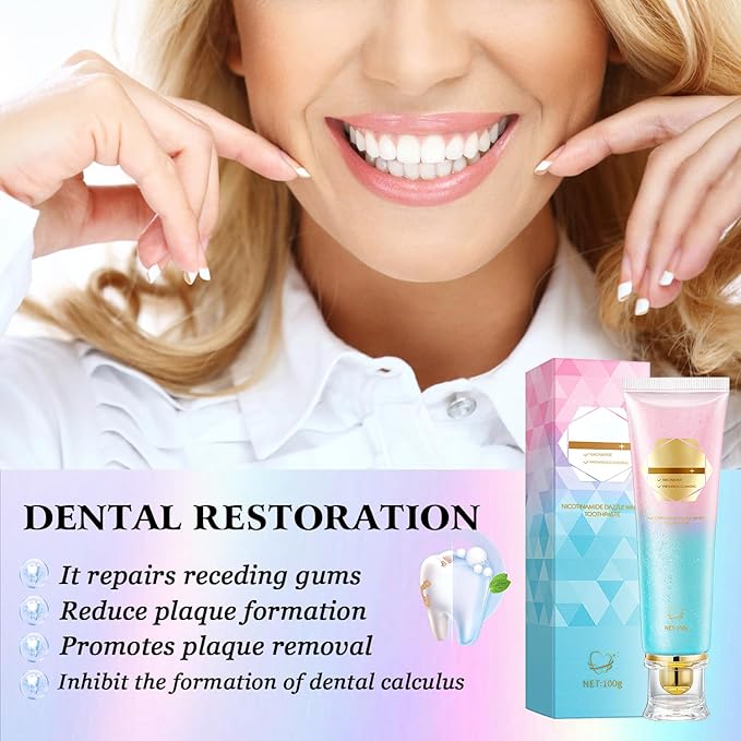 2Pcs Acssart Radiant Whitening Toothpaste, Niacinamide Intensive White Toothpastes, Nicotinamide White Toothpastes, Deep Cleaning Care