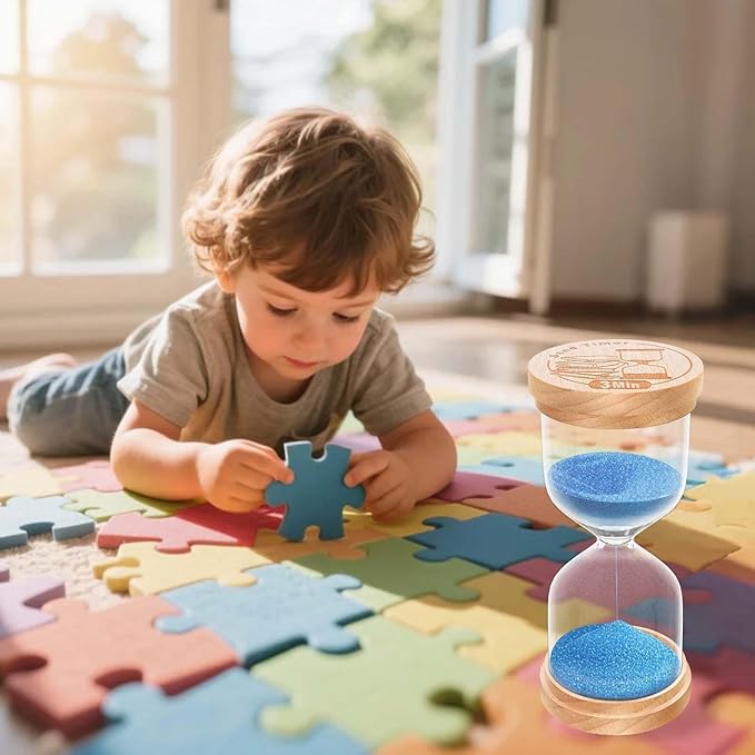 15 Minute Sand Timer Hourglass, Beech Wood Hourglass Sand Clock, Small Blue Wooden 15 Min Hour Glass, Minutes Sandglass, Reloj De Arena, Classroom, Game, Kitchen, Home, Office, Decorative