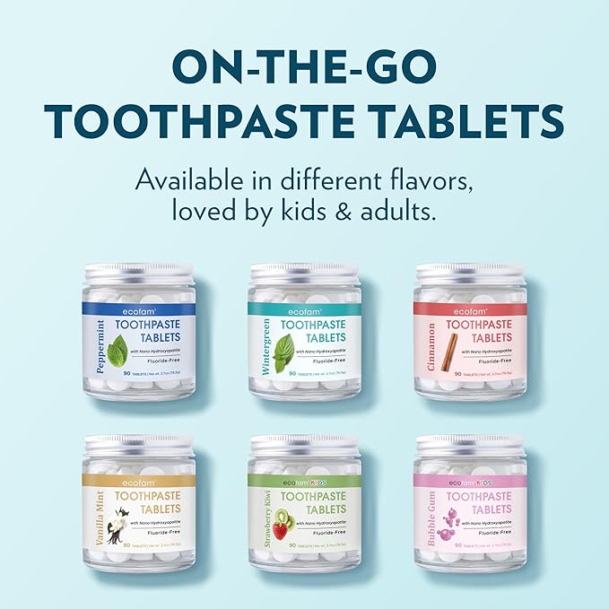 Toothpaste Tablets – Peppermint | Nano Hydroxyapatite Toothpaste Tablets Chewable | Fluoride Free l 90 Tabs