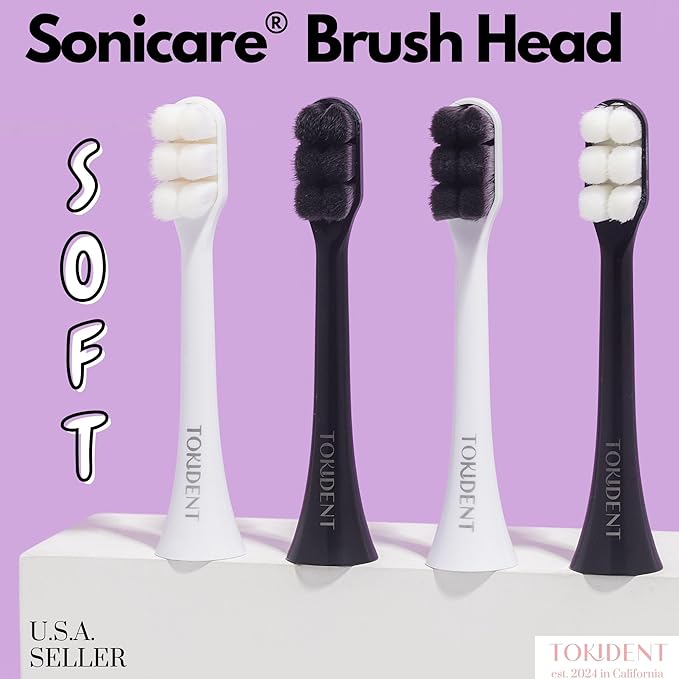 Replacement Brush Heads for Philips Sonicare Electric Brush - Ultra Soft Toothbrush Heads for Sensitive Teeth & Gums - Replacement Head with 10,000 Wave Cut Nano Bristles - 4 Pack - Pearly White