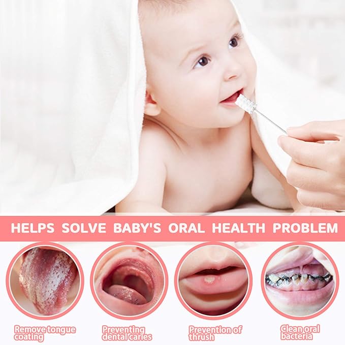 102PCS Baby Tongue Cleaner, Newborn Baby Oral Cleaner, Disposable Infant Gum Cleaner, Gauze Dental Care for 0-36 Months + 1 Finger Toothbrush with Case