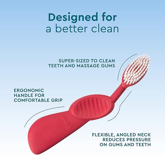 RADIUS Toothbrush, Flex Brush, Soft Bristles, Right Handed, Black Brush with White Bristles, BPA Free & ADA Accepted, Pack of 1 (Package May Vary)