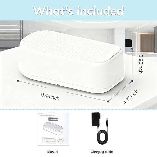 Professional Ultrasonic Jewelry Cleaner - Jewelry Cleaner Deep Cleaning Machine and Denture Cleaner, Halloween Gifts for Women, Eyeglasses, Necklaces, Retainers, Dentures, Watch Strap, Rings, Coins