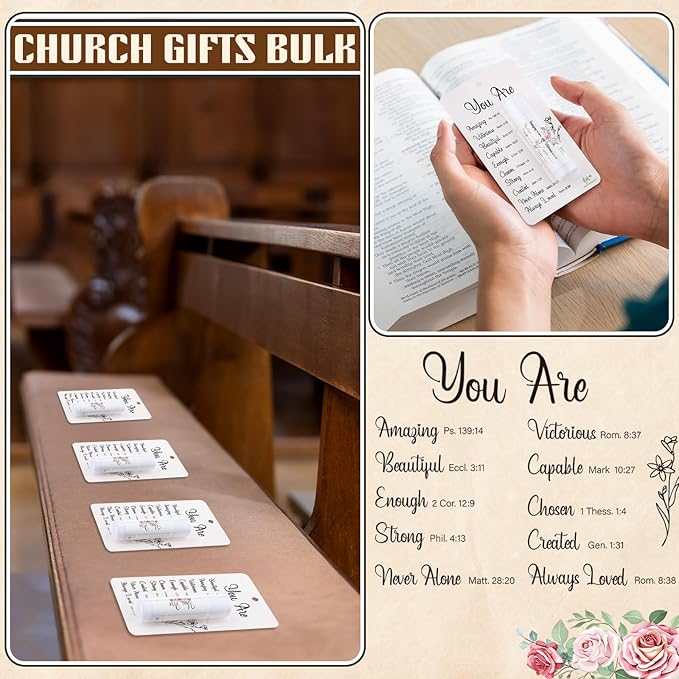 100 Pack Christian Religious Gifts Bulk Bible Verse Lip Balms 5 Flavor for Women Men Christian Religious Church Party Favors with Scripture Inspirational Gifts for Coworkers Staff (Classic)
