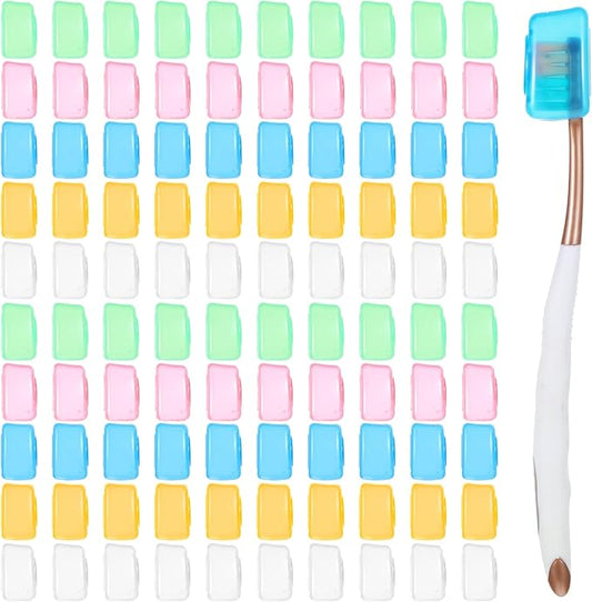 100PCS Travel Toothbrush Head Covers, Portable Toothbrush Pod Caps Case Protector for Home and Outdoor