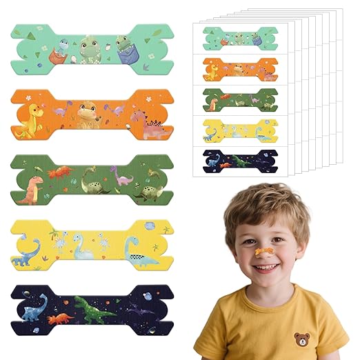30 Pack Small Size Kids Nasal Strip, Cartoon Pattern 1.73*0.55" Extra Strength Kids Nose Strips for Breathing, Kid Nasal Congestion Relief Nasal Tape, Breathe Snoring Strips Sleep Tape for Children
