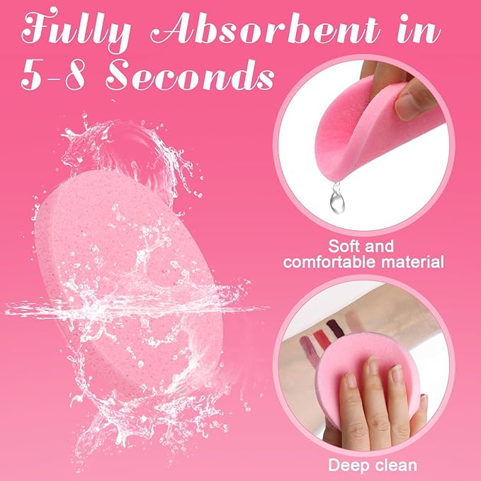 120 Pcs Facial Sponge Compressed, Luxiv Face Cleansing Sponge Estheticians Compressed Makeup Facial Sponge Round Wash Face Sponges for Women Compress Exfoliating Removal Sponge