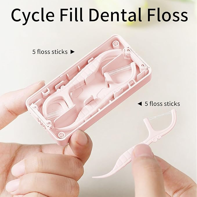 Portable Dental Floss Dispenser with Dual-Line Floss Picks – Travel-Friendly Tooth Cleaning Tool with Mint Flavor for Fresh Breath – Effective Oral Care Holder for Teeth, Flossers, and Toothpicks.