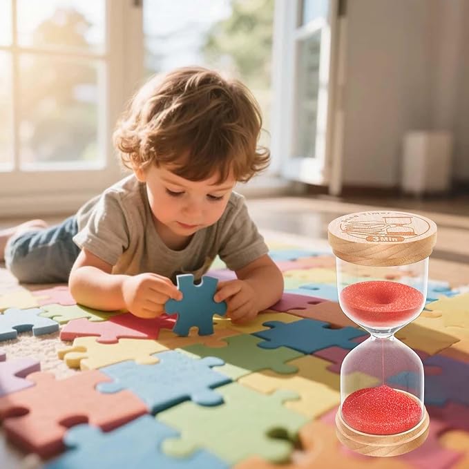 2 Minute Sand Timer, Wooden Hourglass Sand Clock, Small Wood Red 2 Min Hour Glass, Two Minutes Sandglass for Brushing Teeth, Reloj De Arena, Classroom, Game, Kitchen, Home, Office