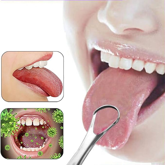 3 Packs Tongue Scraper Kit Stainless Steel Tongue Cleaner Tongue Brush for Reduce Bad Breath and Fresh Breath (Rose Gold)