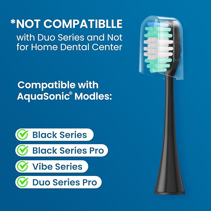 Replacement Toothbrush Heads 10 Pack Compatible with AquaSonic Black Series, Vibe Series Electric Toothbrush, Black
