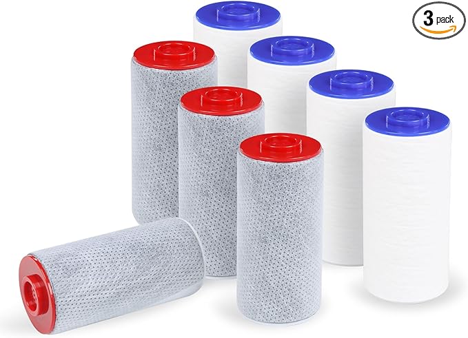 Replacement Filter Set for Weddell Duo - High-efficiency Shower Water Filtration System that Removes Chlorine/PFAS/Contaminants for Better Skin and Hair Health (4R+4B)