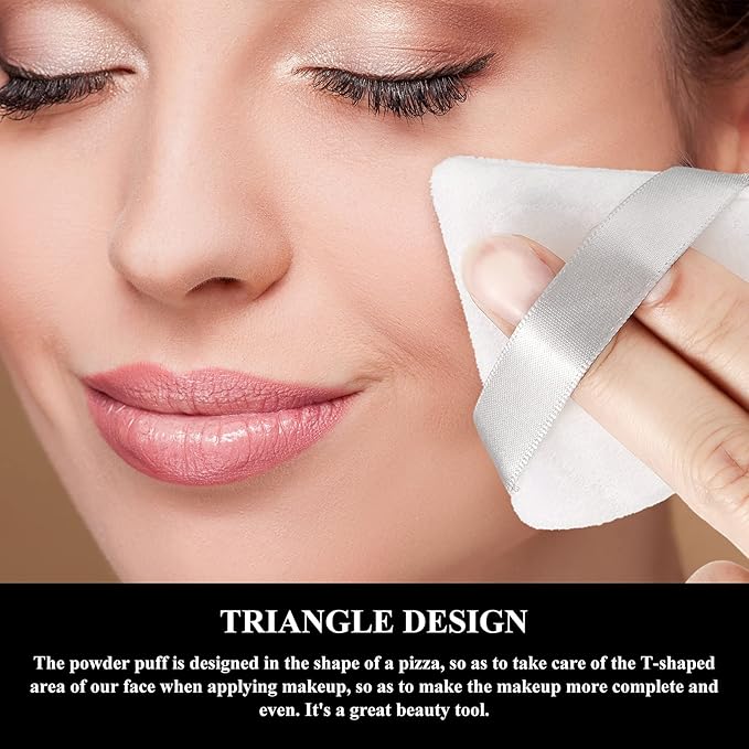 Maitys 12 Pieces Powder Puff Triangle Face Makeup Cosmetic for Loose Powder Soft Body Washable Reusable Foundation Sponge Mineral Wet Dry Makeup Tool for Women(Small,White)