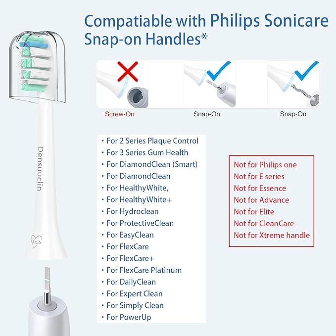 Replacement Toothbrush Heads for Philips Sonicare Replacement Heads, Replacement Brush Head Compatible with Phillips Sonicare Electric Toothbrush, 6 Pack