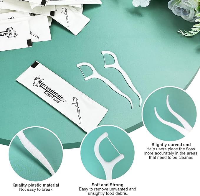 150 pcs Dental Flossers Each Individually Wrapped, Floss Singles Bag, Travel Hotel Restaurant Office Car Dental Floss Picks Oral Care Teeth Clean Flat Wire