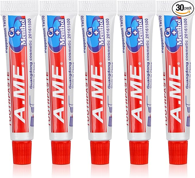 Toothpaste Bulk Travel Size, Disposable Small Travel Portable Mini Compact Pocket Size Toothpaste for Bad Breath, Vacation/Hotel/Camping Shelter/Homeless/Nursing Home/Charity 0.35 oz/ 10g (30 Tubes)