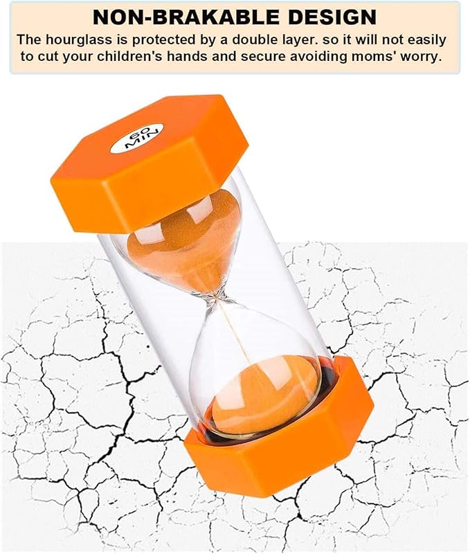 1 Minute Sand Timer SuLiao Hourglass, Unbreakable Orange Sand Watch, Reloj de arena 1 Minuto, Plastic Hour Glass Sandglass Timer for Kids, Classroom, Home, Decoration
