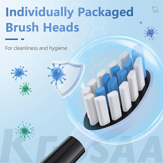 Replacement Toothbrush Heads for Philips Sonicare Electric Toothbrush, 2-in-1 Tongue Cleaner, 6 Pack, Ice Blue, Black, Suitable for Philips Sonicare Heads, C2, C1, C3, W1, W2, W3, G1, G2, G3