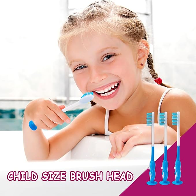 100 pcs Disposable Toothbrush Kids Individually Wrapped, Bulk Disposable Kid toothbrushes for Age 2+ Children Toothbrush Set Soft Bristles Boys Girls Toothbrush with Suction Cup