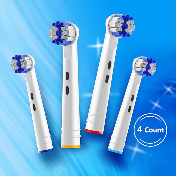 Replacement Brush Heads Fit for Oral B Braun Electric Toothbrushes, 4 Count, Replace for Precision Clean, Round Head for Type 3756 3757 3765 DB4010 etc
