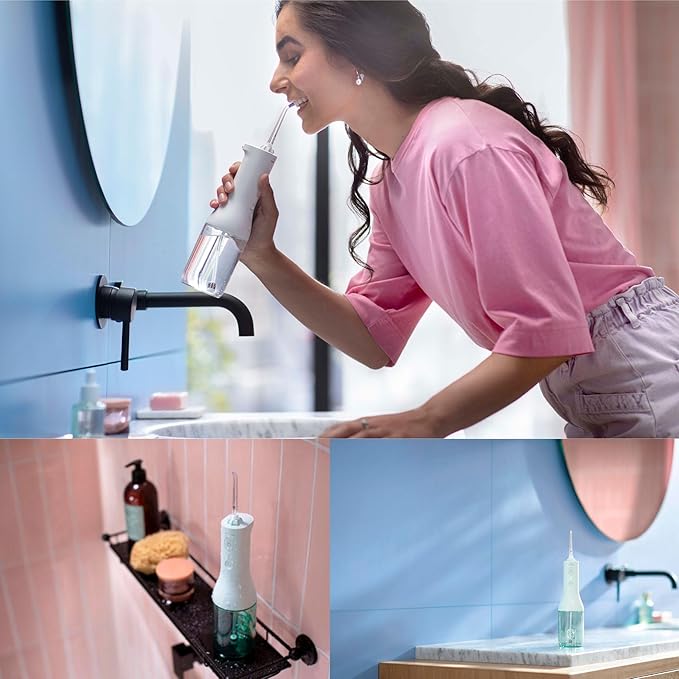 Philips Sonicare Water Flosser Cordless – Rechargeable Power Dental Waterflosser for Teeth, Portable Oral Irrigator with 3 Intensity Settings, 360° Rotating Nozzle – (White)