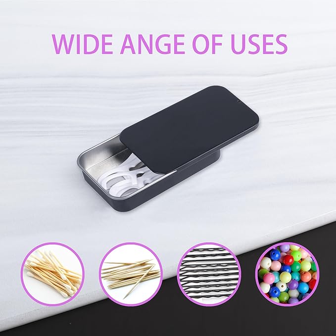 2Pack Dental Floss Portable Case,Dental floss Dispenser,Storage 24 Picks Adult Floss in Box,Refillable Glide floss,Portable Travel Floss Box for Travel(Black)