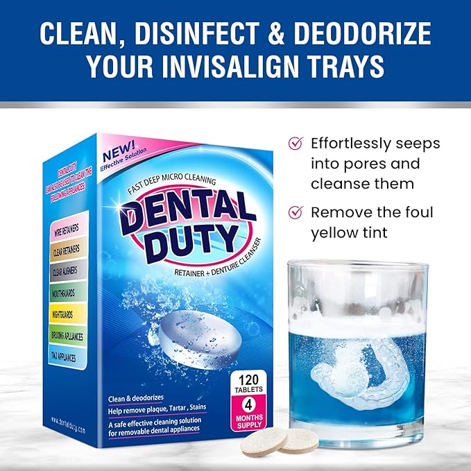 240 Units Retainer and Denture Cleaning Tablets (8 Months Supply) - Cleaner Removes Plaque, Stains from Dentures, Retainers, Night Guards, Mouth Guard, Aligners and Removable Dental Appliances