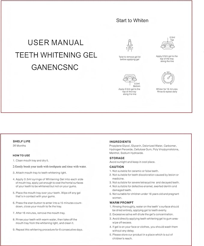 10-Pack Teeth Whitening Gel Refills - Gentle 35% Carbamide Peroxide Formula - Compatible with Teeth whitening Kit,No Sensitive Teeth Whitener