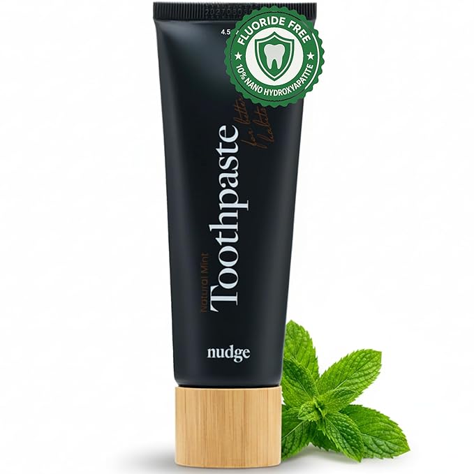 Nudge 10% Nano Hydroxyapatite Toothpaste, Remin+ Formula with Vitamin E, Fluoride-Free, SLS-Free, Helps Remineralize Enamel, Supports Dry Mouth Relief and Sensitive Teeth, Mint, 4 oz
