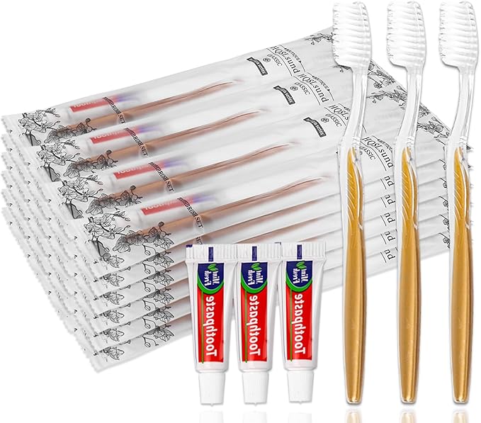 100 Pack Disposable Toothbrushes with Toothpaste Bulk Individually Wrapped, Travel Toothbrushes with Medium Soft Bristle, Manual Travel Toothbrush Kit for Adults, Kids