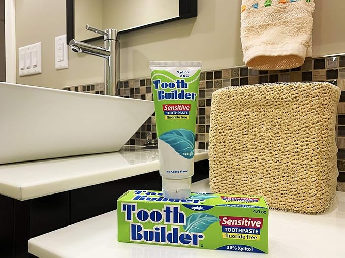 Squigle Tooth Builder SLS Free Toothpaste (Stops Tooth Sensitivity) Prevents Canker Sores, Cavities, Perioral Dermatitis, Bad Breath, Chapped Lips, 4 oz (24 Ounce (Pack of 6), Unflavored)