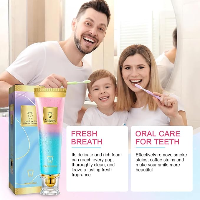 2Pcs Niacinamide Whitening Toothpaste, Bright White Toothpaste for Fresh Breath, Nicotinamide Dazzling White Toothpastes, Removal Tooth Stains, Complete Care Dazzling White Toothpastes