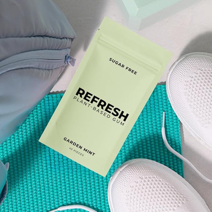 Refresh Gum Peppermint – Xylitol, Sugar Free Chewing Gum Pouches, Natural Flavor & Organic Ingredients – Aspartame Free, Plant-Based, Non-GMO – 45 Pieces Each, 3 Pack