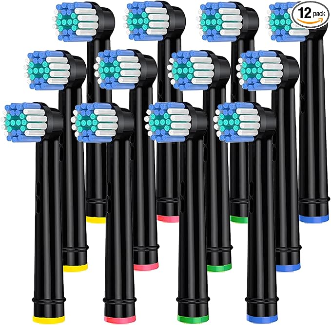 Replacement Heads for Oral B,12 Pack Soft Electric Toothbrush Heads,Deep and Precise Cleaning for Oral B Braun Pro1000/1500/7500/3000/7000/8000/500 (Black)