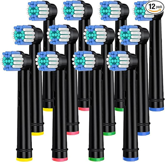 Replacement Heads for Oral B,12 Pack Soft Electric Toothbrush Heads,Deep and Precise Cleaning for Oral B Braun Pro1000/1500/7500/3000/7000/8000/500 (Black)