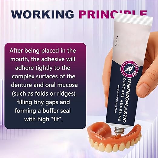 2PCS Thermoplastic Denture Adhesive, Extra Strong and Durable Denture-Adhesive, Ultra Max Hold Adhesive, Can Last Up to 4 Days, Suitable for All Ages