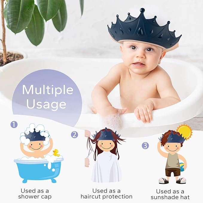 FUNUPUP Baby Shower Cap for Kids with Bath Rinse Cup, Adjustable Toddler Hair Washing Shield Hat Baby Bath Visor Shampoo Hat for Toddlers 6M-9T, Pink and Blue