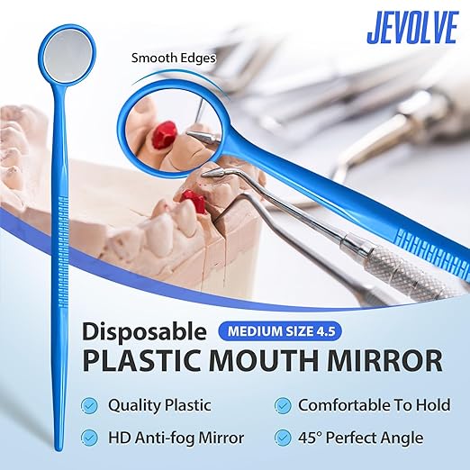 2000 PCs Dental Mouth Mirrors by JEVOLVE | Blue Oral Dental Mirror for Crafting, Jewelry Making, Painting, Model Building, and DIY Projects – Clear Reflection, Easy Handling, Multi-Purpose