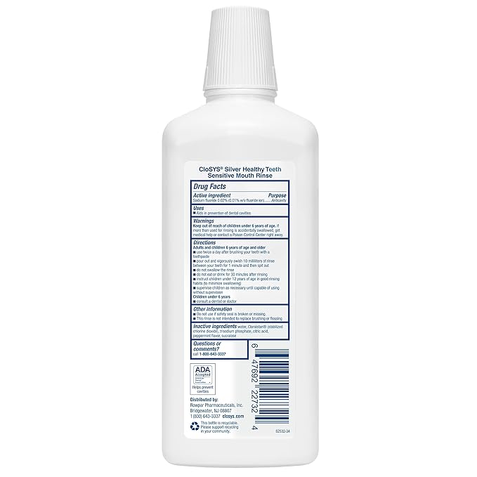 Closys Healthy Teeth Anti-Cavity Oral Rinse Mouthwash with Fluoride, Non-Burning, Non-Irritating – 32 Fl Oz (Pack of 3)