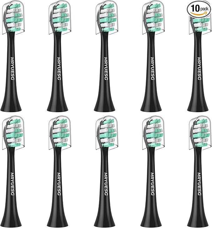 MRYUESG Replacement Heads Compatible with Philips Sonicare 10 Pack, Electric Tooth-Brush Head for Phillips, Black