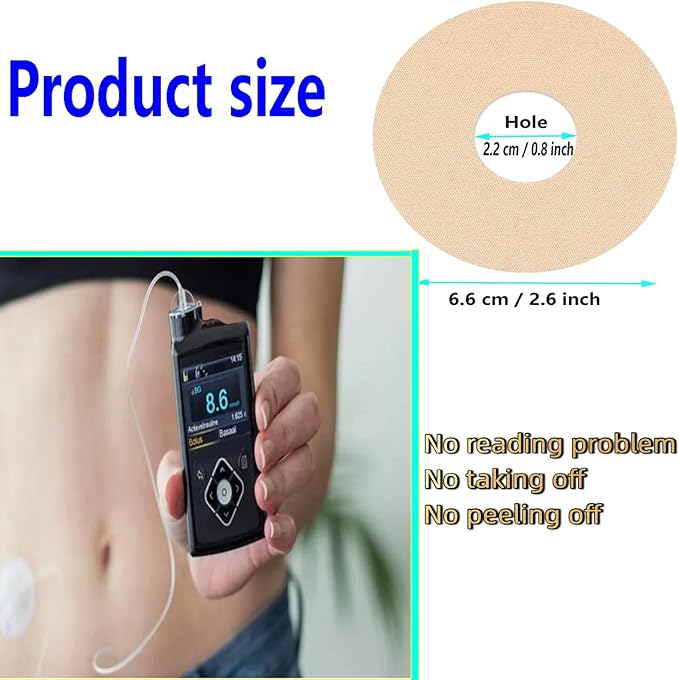 25Pack Universal CGM Adhesive Patches - Latex-Free Sweatproof Sensor Cover, Libre 3, Guardian & Insulin Pumps, Sensor Tape for Swimming, Sport & Sleep 10+Day Wear, Breathable CGM Patch, 0.8-Inch Hole