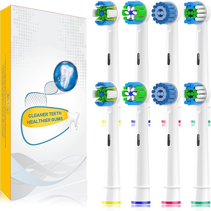 Replacement Heads Compatible with Oral B Braun Electric Toothbrush, Replacement Toothbrush Heads Fit for Oral-b Pro 1000/7500/3000/7000/8000/500, 8 Packs (White)