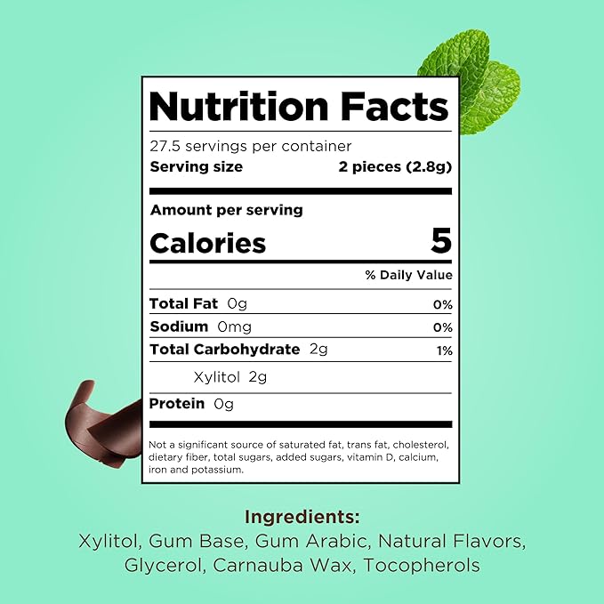 PUR Gum | Aspartame Free Chewing Gum | 100% Xylitol | Natural Chocolate Mint Flavored Gum, 55 Pieces (Pack of 12)