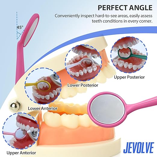 100 PCs Dental Mouth Mirrors by JEVOLVE | Pink Oral Dental Mirror for Crafting, Jewelry Making, Painting, Model Building, and DIY Projects – Clear Reflection, Easy Handling, Multi-Purpose