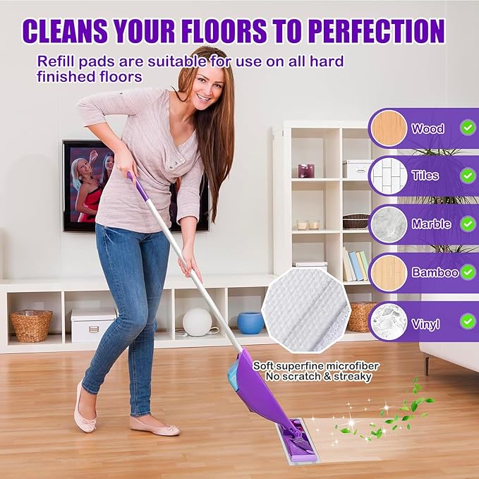 20 Count Disposable Mop Pads Refills for Swiffer Wet Jet Spray Mops, Wet Jet Mopping Pads for All Purpose Multi Surface Hardwood Floor Cleaning, 4 Layers Thickened and Super Absorbent.