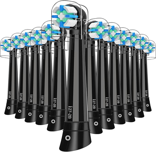 12 PCS IO Replacement Heads Compatible with Oral B IO 2/3/4/5/6/7/8/9/10/Deep Clean Series Electric Toothbrush, Brush Heads Compatible with Oral B IO for Teeth Cleaning (Black)